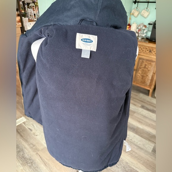 Old Navy Puffer Vest  Thick Full Zip Fleece Lined Navy Blue Pockets Size Small - Picture 9 of 9